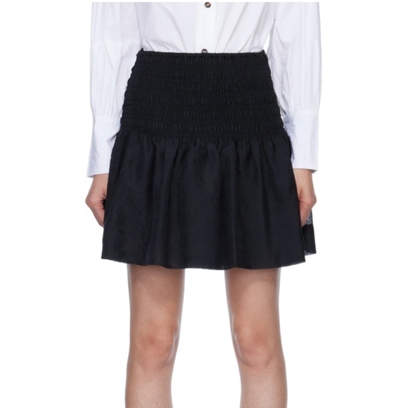 Folia Mini skirt Academia A-line Black 100% linen Drop waist pleated Preppy 3-4 - Picture 1 of 8